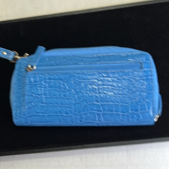 WALLEBE THE ORIGINAL NEW BLUE TEXERD LEATHER ACCORDION STYLE FUNCTIONAL WALLET - Picture 4 of 16